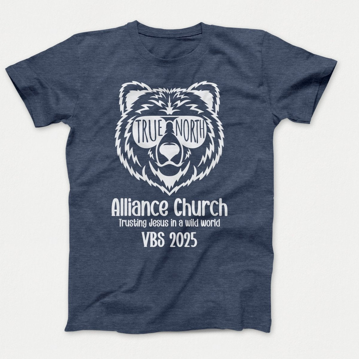 True North VBS Shirts - Bear Face - Youth T-shirts Heather Navy - Polkabean