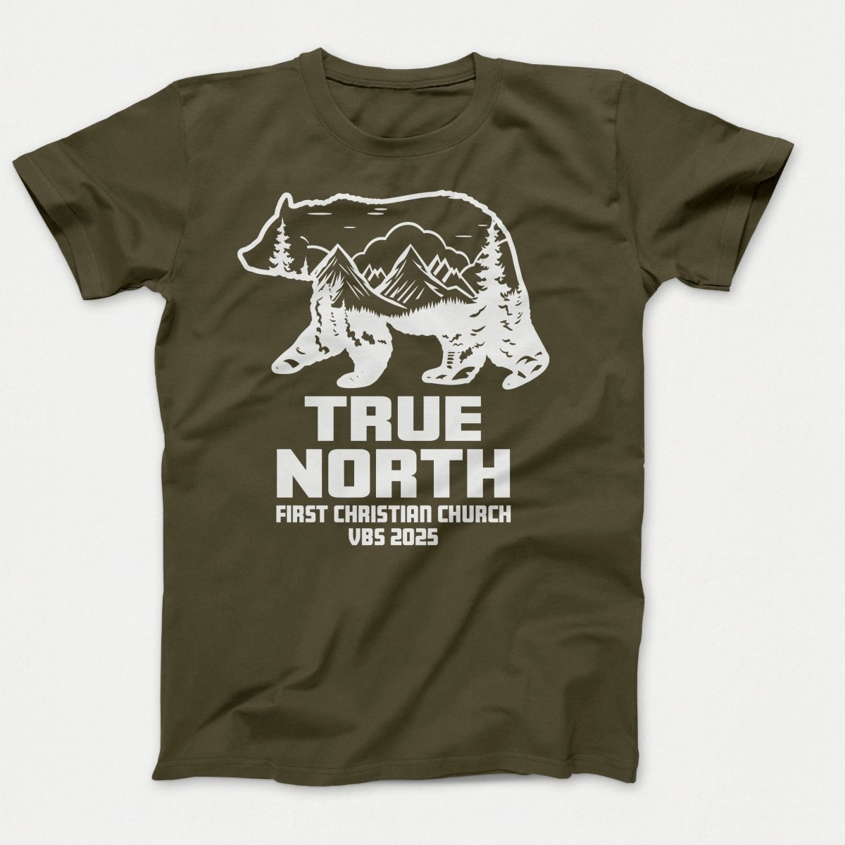 True North VBS Shirts - Bear Silhouette - Adult T-shirts Olive Drab Green - Polkabean