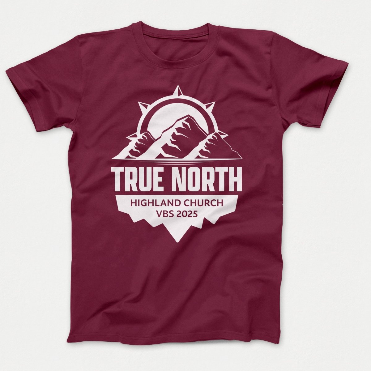True North VBS Shirts - Mountain and Compass - Adult T-shirts Athletic Maroon - Polkabean