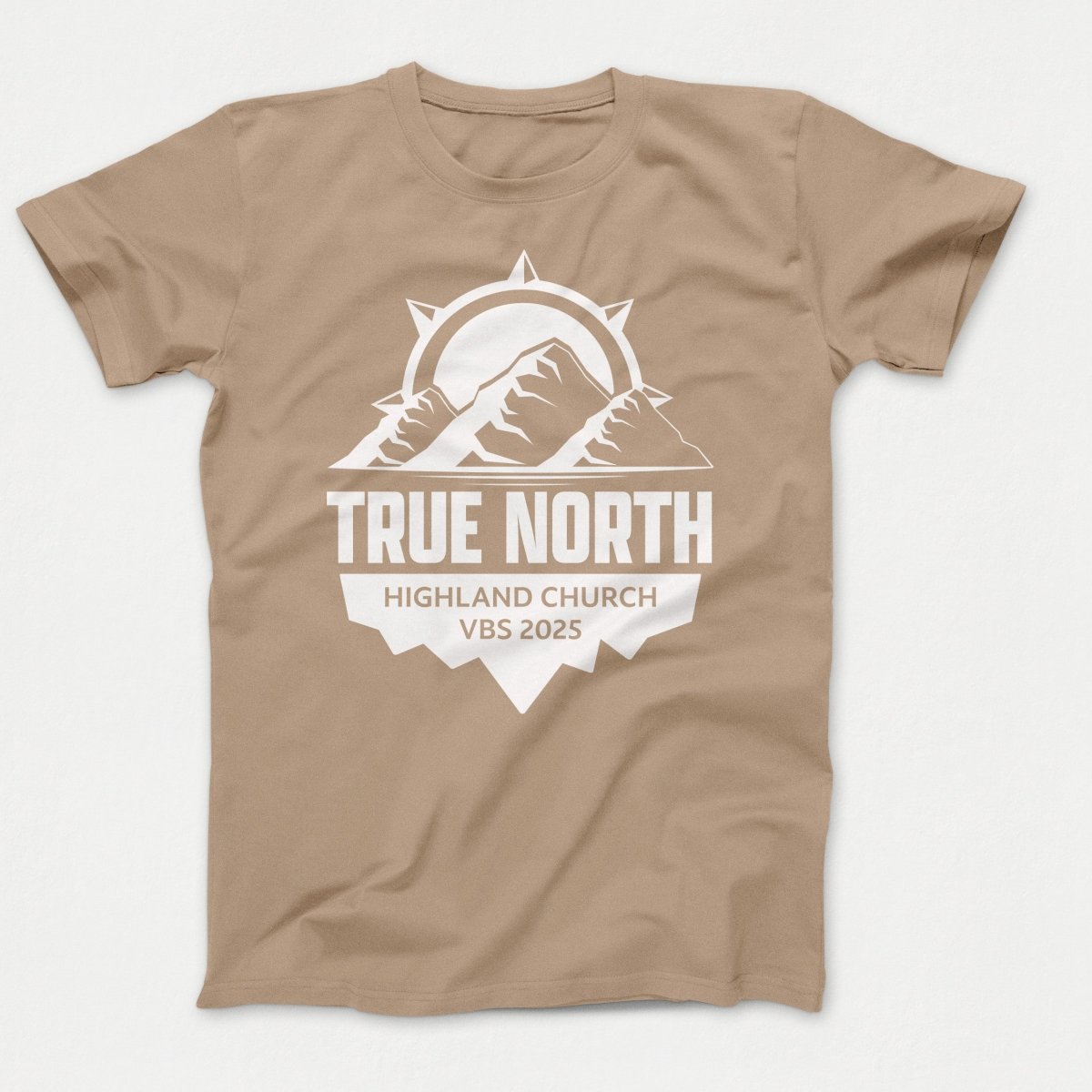 True North VBS Shirts - Mountain and Compass - Adult T-shirts Sand - Polkabean