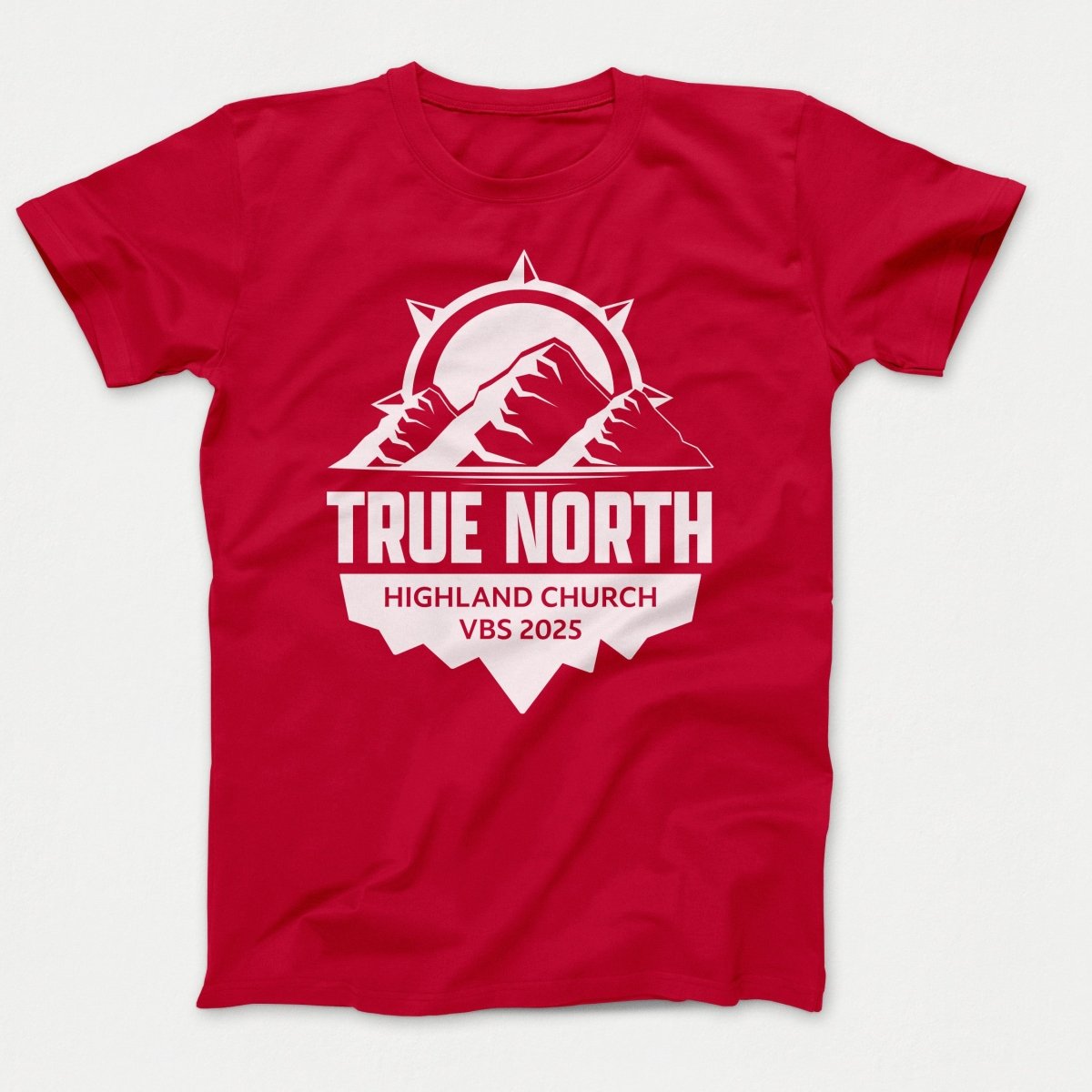 True North VBS Shirts - Mountain and Compass - Adult T-shirts Red - Polkabean