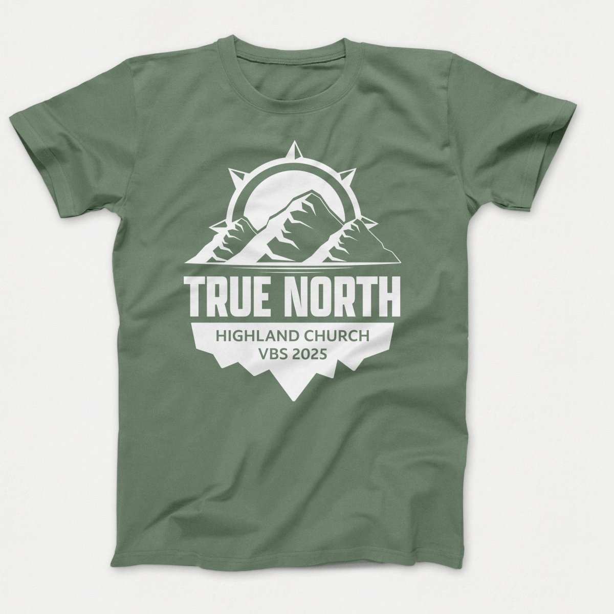 True North VBS Shirts - Mountain and Compass - Adult T-shirts Laurel Green - Polkabean