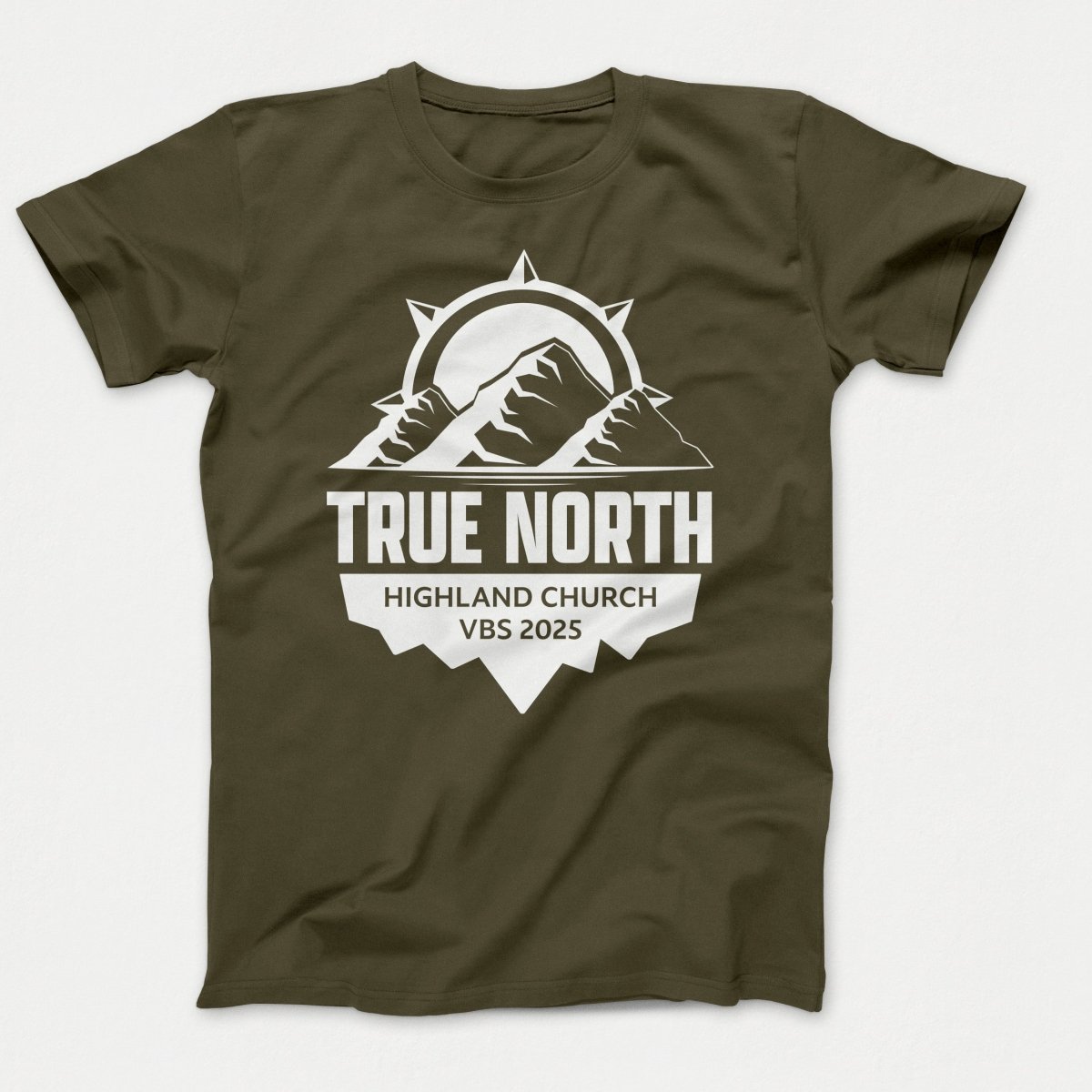 True North VBS Shirts - Mountain and Compass - Adult T-shirts Olive Drab Green - Polkabean