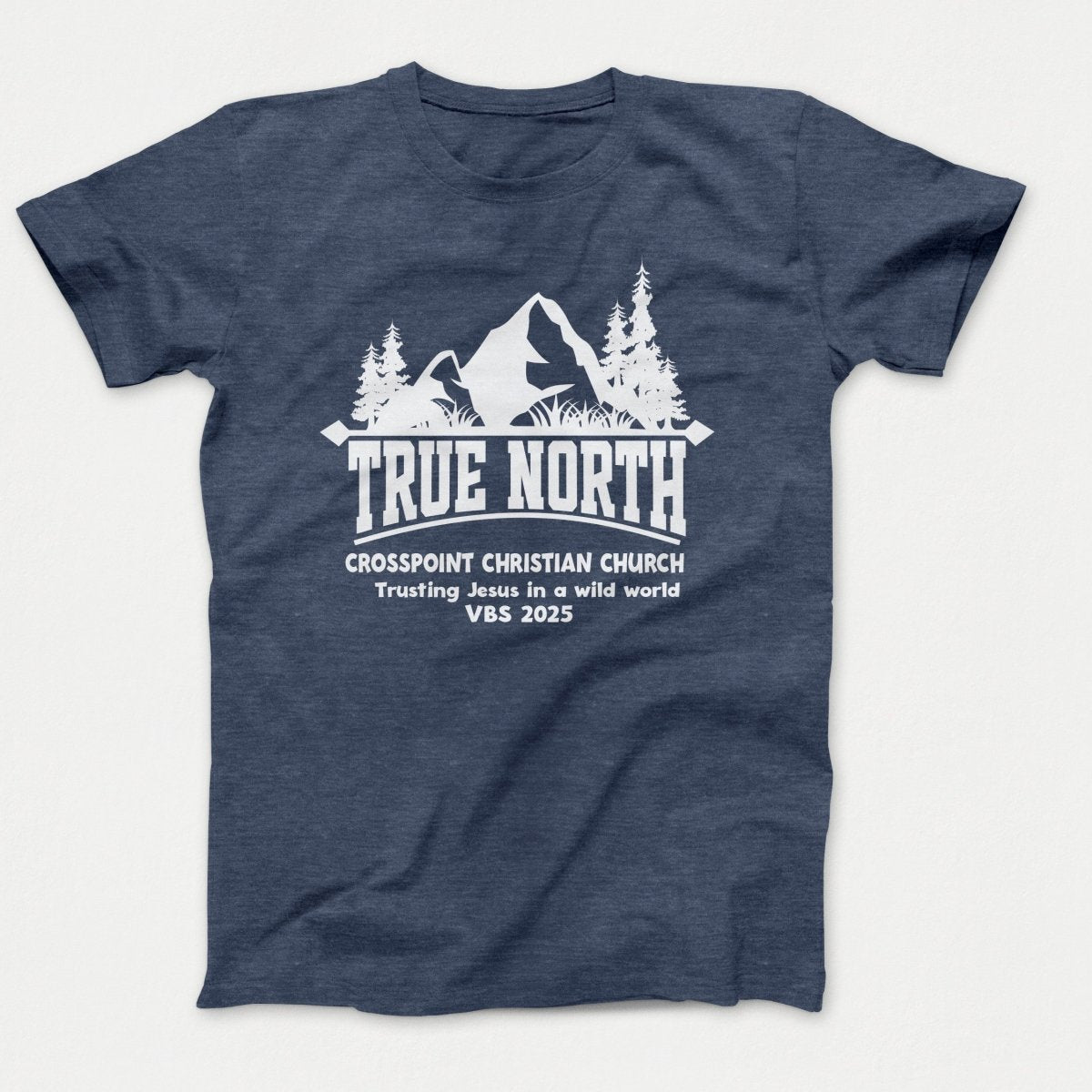 True North VBS Shirts - Mountain and Trees - Youth T-shirts Heather Navy - Polkabean