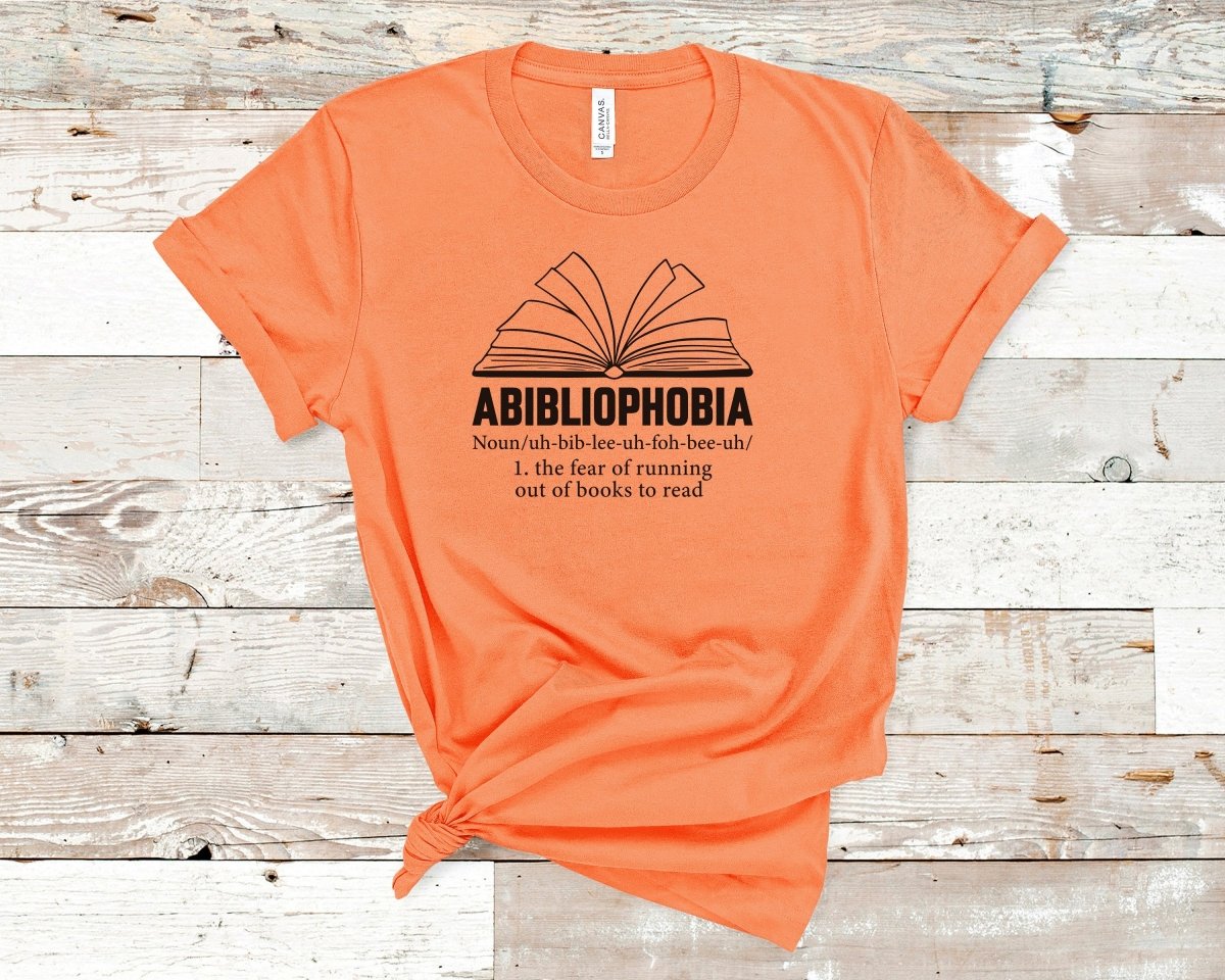 Abibliophobia Book Lovers T-shirt Coral - Polkabean