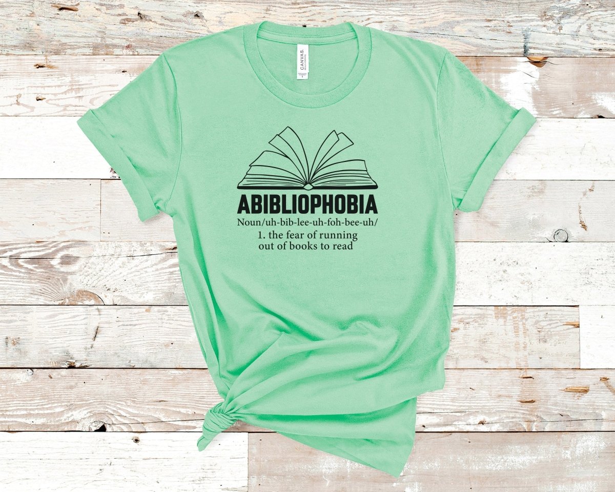 Abibliophobia Book Lovers T-shirt Mint - Polkabean