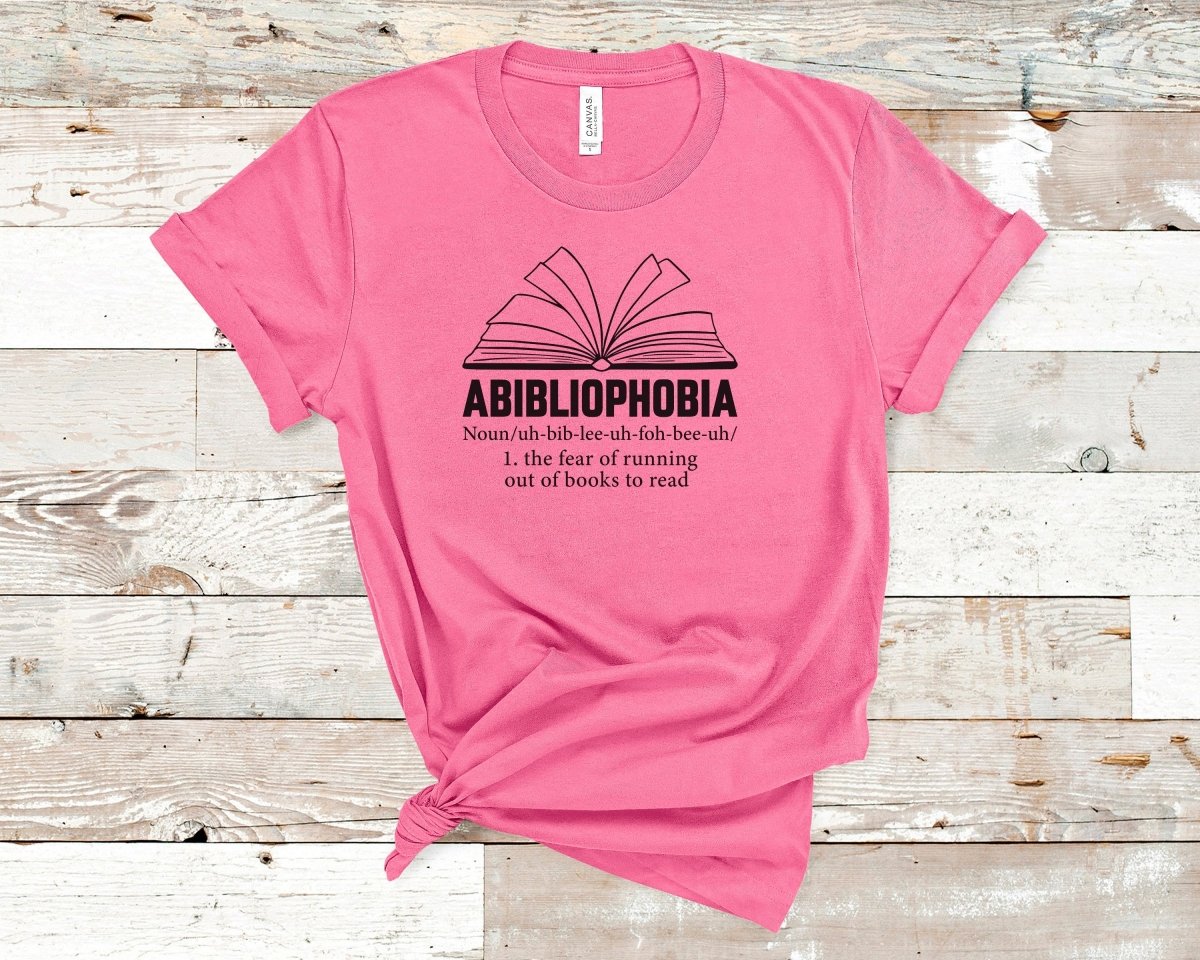 Abibliophobia Book Lovers T-shirt Charity Pink - Polkabean