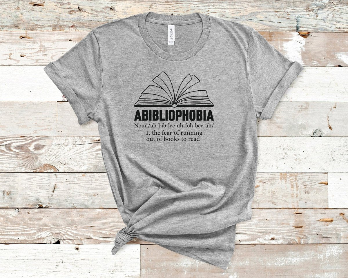 Abibliophobia Book Lovers T-shirt Athletic Heather - Polkabean