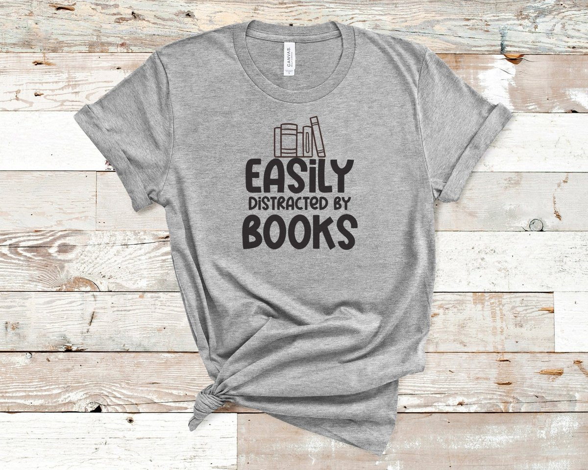 Easily Distracted by Books T-shirt Teal - Polkabean