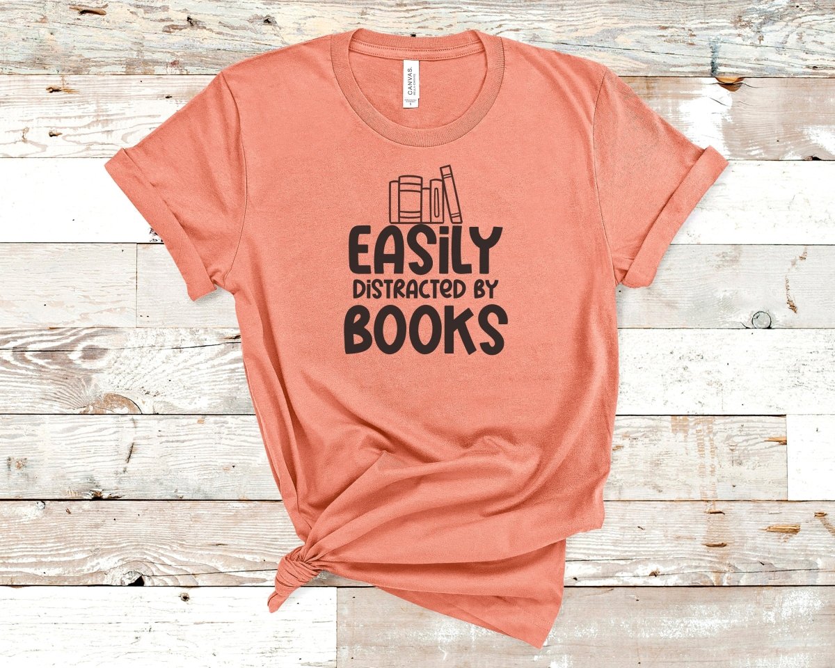 Easily Distracted by Books T-shirt Teal - Polkabean