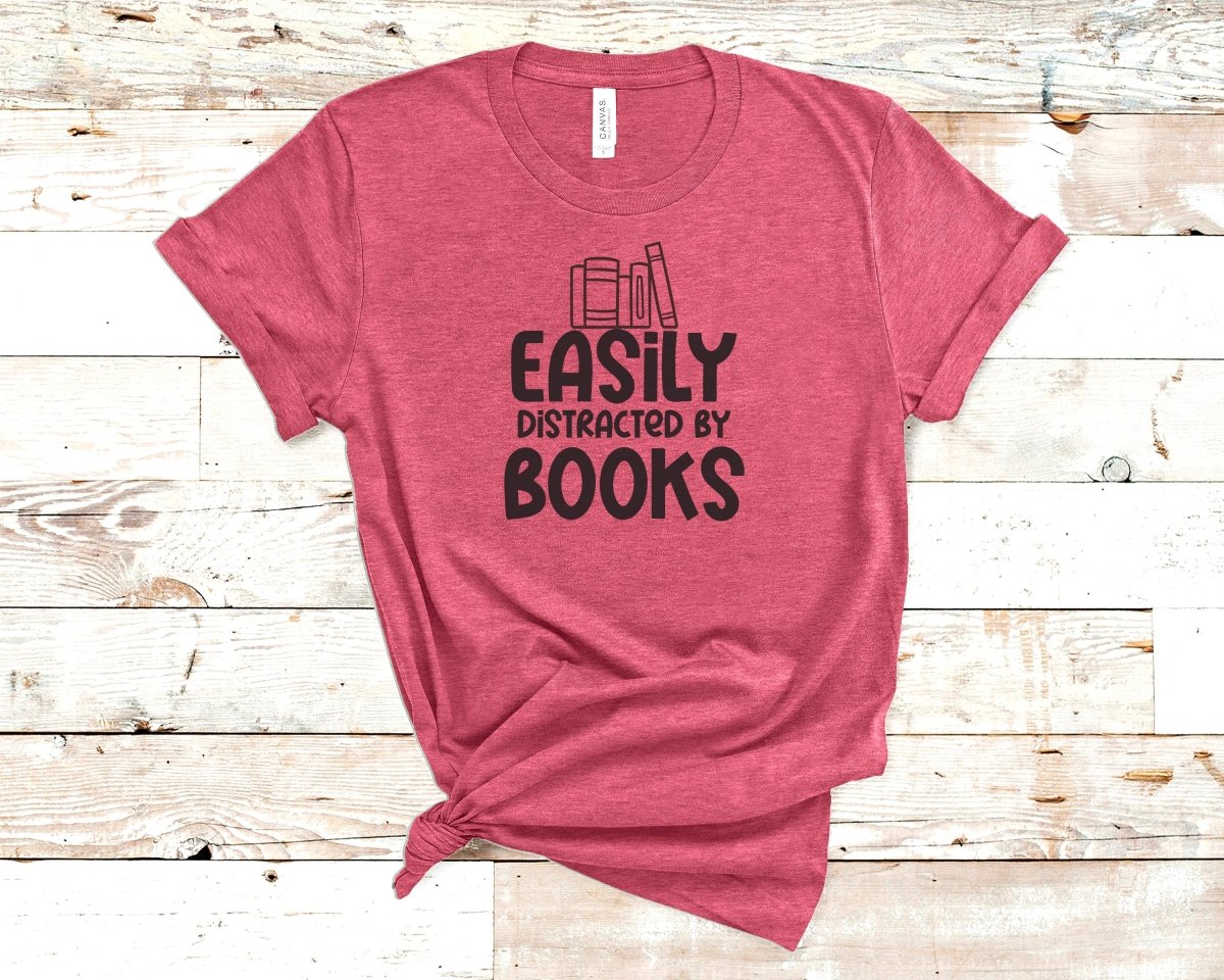 Easily Distracted by Books T-shirt Teal - Polkabean