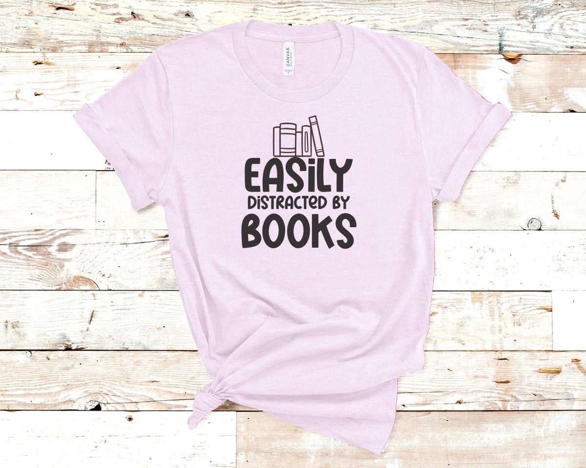 Easily Distracted by Books T-shirt Teal - Polkabean