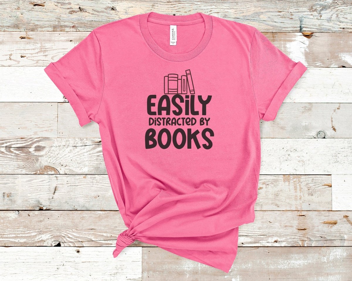 Easily Distracted by Books T-shirt Teal - Polkabean