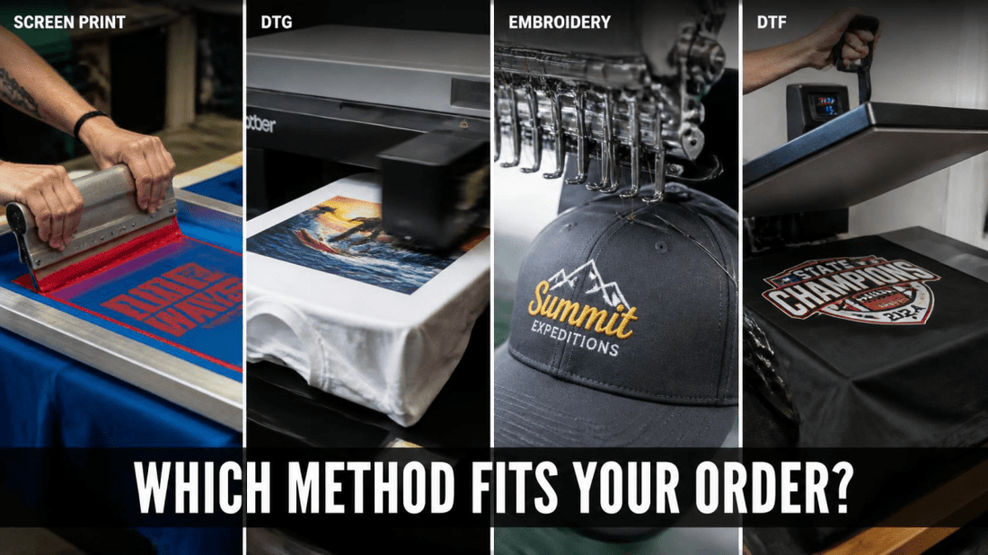 DTG vs Screen Printing vs Embroidery: Which Fits Your Order? - Polkabean