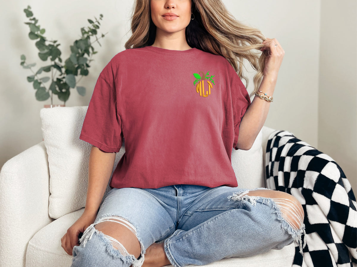 Pumpkin Monogram Comfort Colors T-shirt
