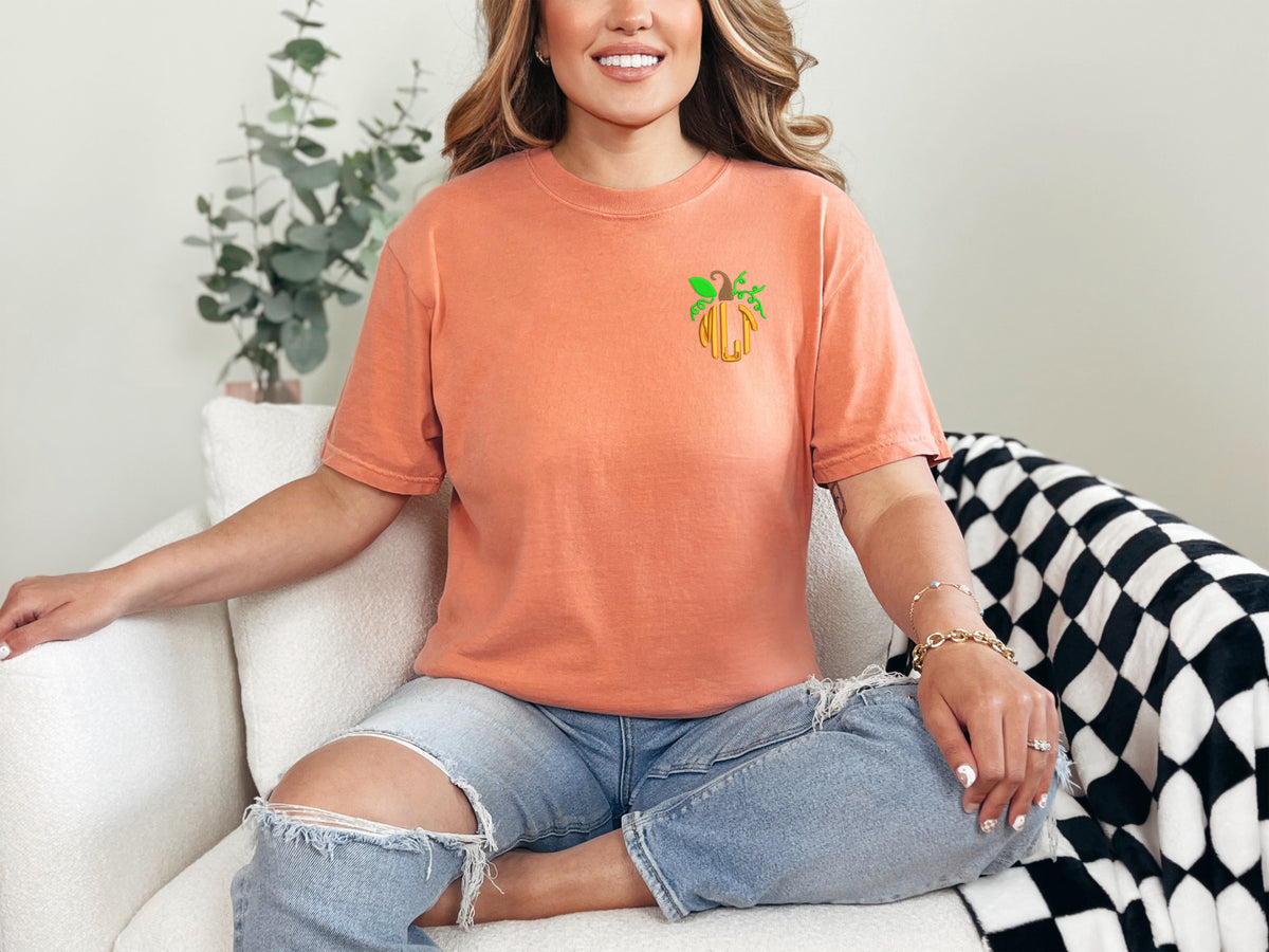 Pumpkin Monogram Comfort Colors T-shirt
