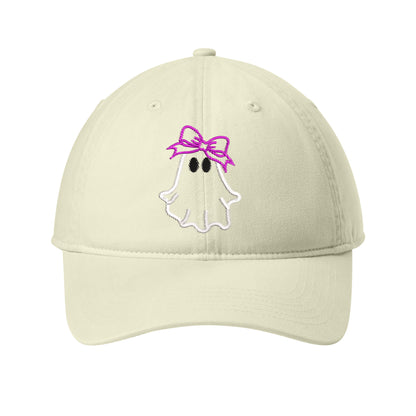 Ghost with Bow Embroidered Hat – Comfort Colors Dad Hat