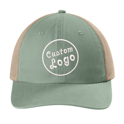 Custom Logo Embroidered Trucker Hat – Comfort Colors Sunwashed