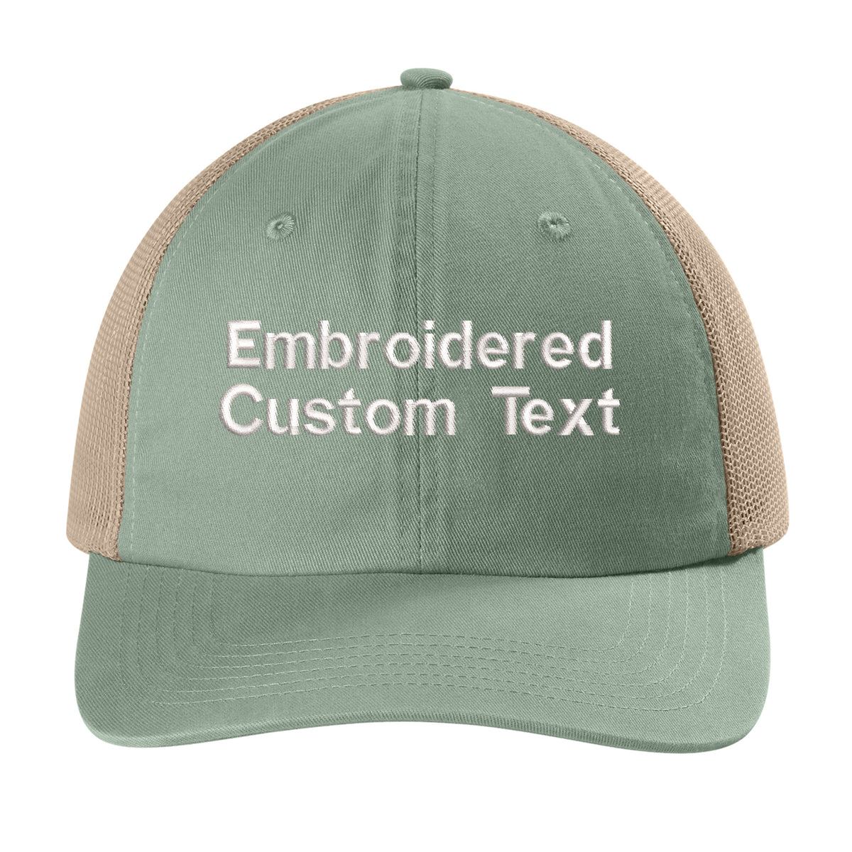 Custom Embroidered Trucker Hat – Your Text, Two Lines