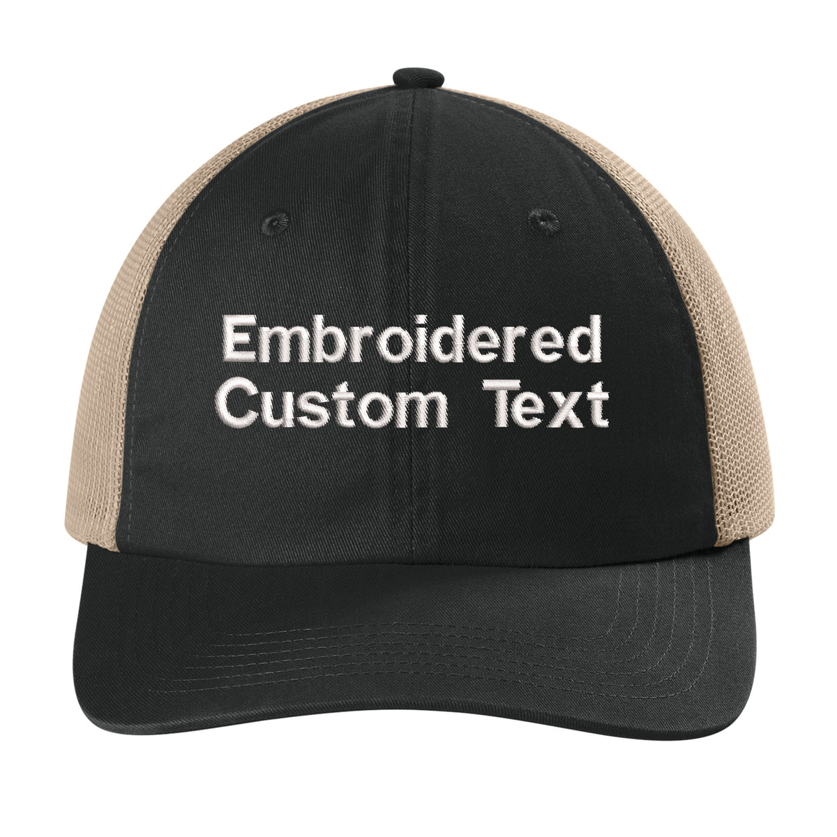 Custom Embroidered Trucker Hat – Your Text, Two Lines