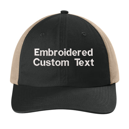 Custom Embroidered Trucker Hat – Your Text, Two Lines