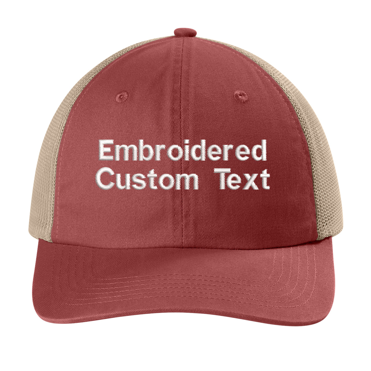 Custom Embroidered Trucker Hat – Your Text, Two Lines