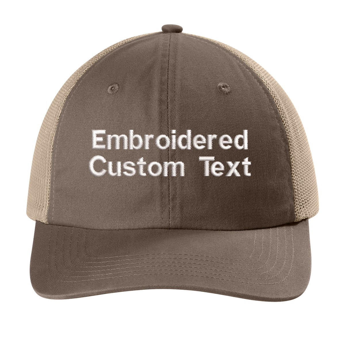Custom Embroidered Trucker Hat – Your Text, Two Lines