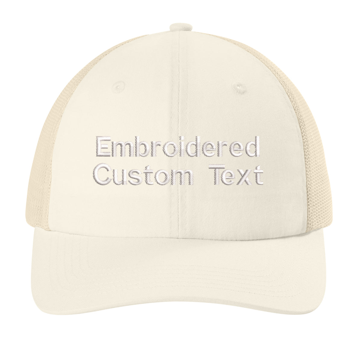 Custom Embroidered Trucker Hat – Your Text, Two Lines