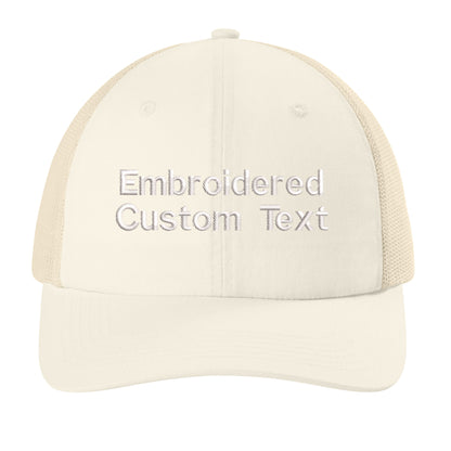 Custom Embroidered Trucker Hat – Your Text, Two Lines
