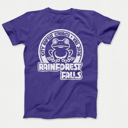 Rainforest Falls VBS Shirt Frog Design Adult Purple