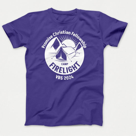 Camp Firelight VBS Shirts - Campground - Adult Shirts Purple - Polkabean