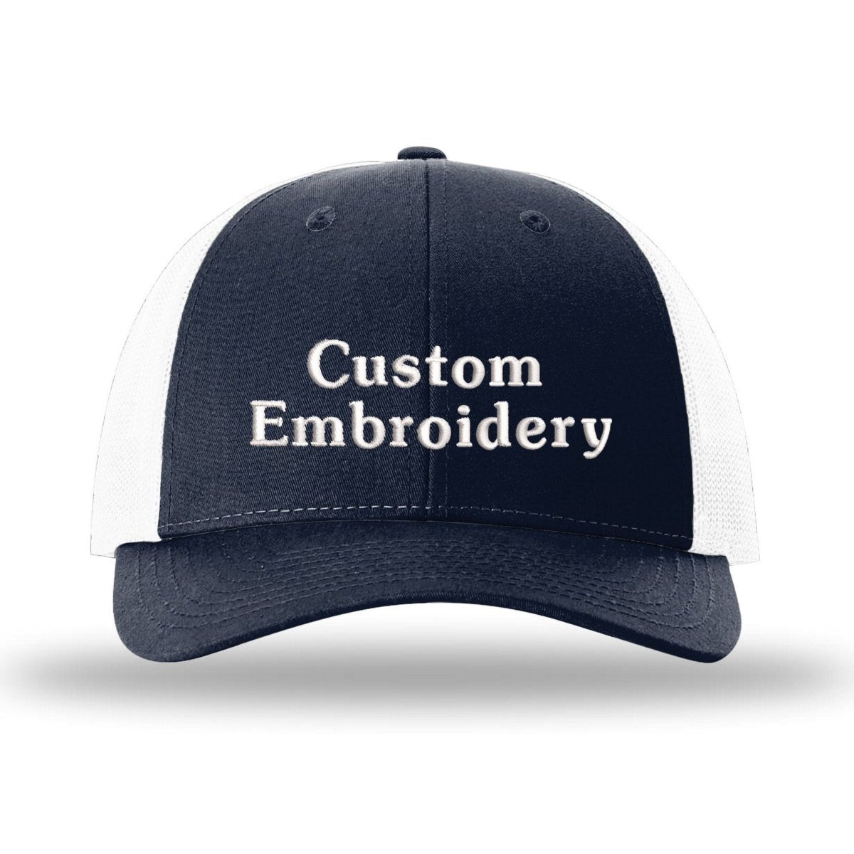 Custom Embroidered Trucker Hat – Richardson 115, Your Text on Two Lines - Polkabean