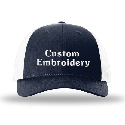 Custom Embroidered Trucker Hat – Richardson 115, Your Text on Two Lines - Polkabean