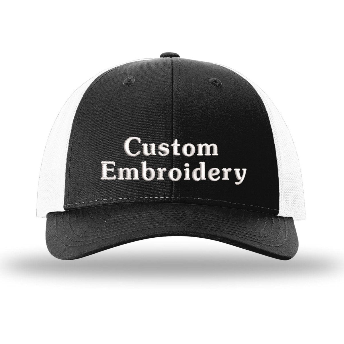 Custom Embroidered Trucker Hat – Richardson 115, Your Text on Two Lines - Polkabean