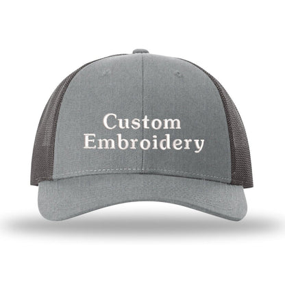 Custom Embroidered Trucker Hat – Richardson 115, Your Text on Two Lines - Polkabean
