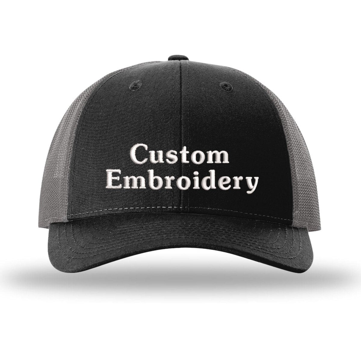 Custom Embroidered Trucker Hat – Richardson 115, Your Text on Two Lines - Polkabean
