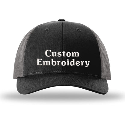 Custom Embroidered Trucker Hat – Richardson 115, Your Text on Two Lines - Polkabean