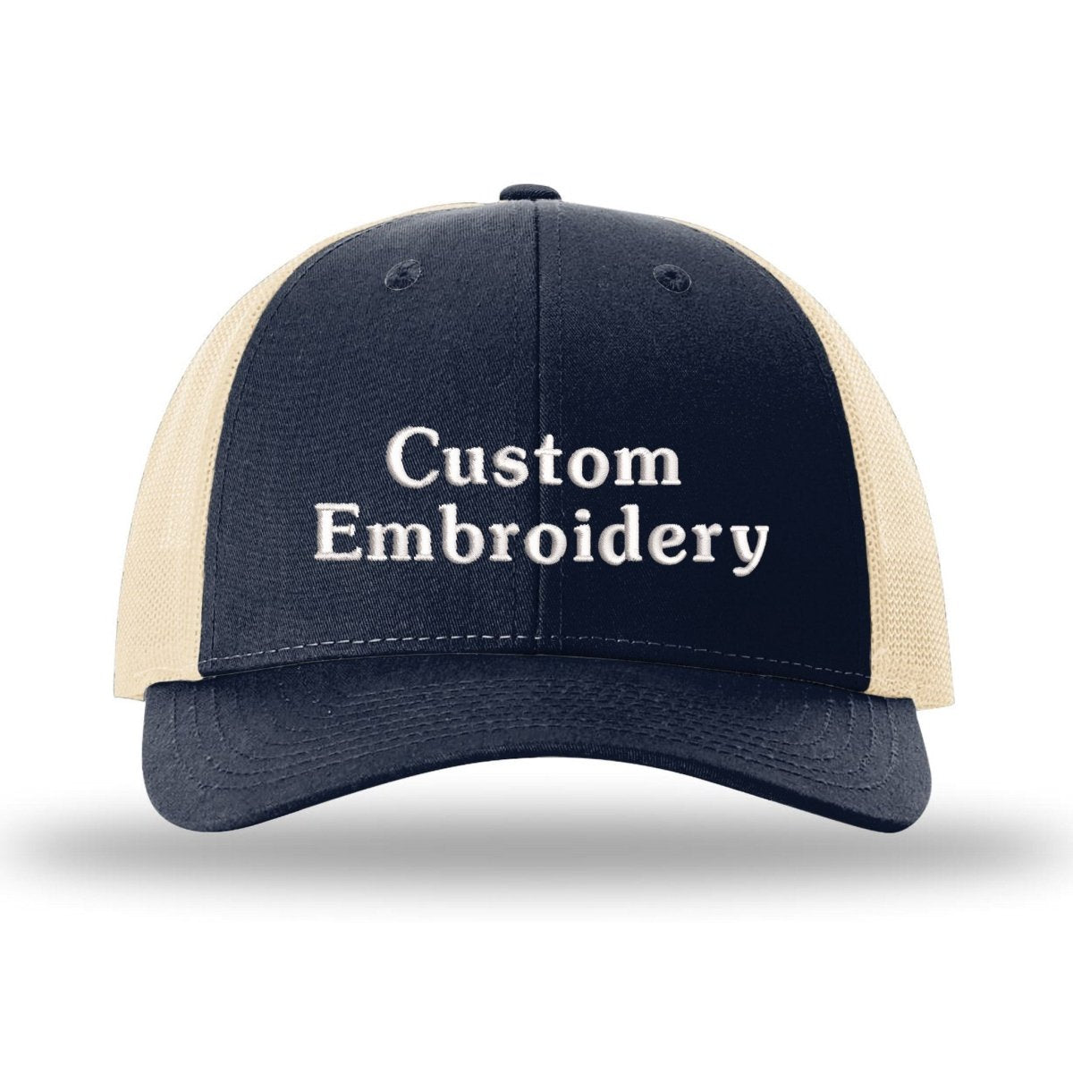 Custom Embroidered Trucker Hat – Richardson 115, Your Text on Two Lines - Polkabean