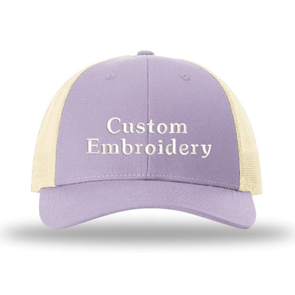 Custom Embroidered Trucker Hat – Richardson 115, Your Text on Two Lines - Polkabean