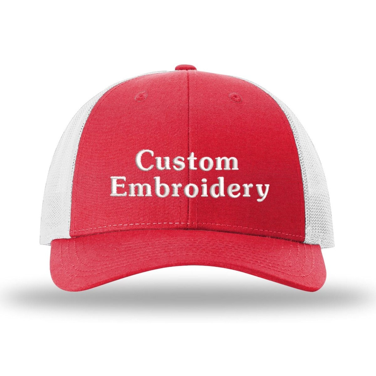 Custom Embroidered Trucker Hat – Richardson 115, Your Text on Two Lines - Polkabean