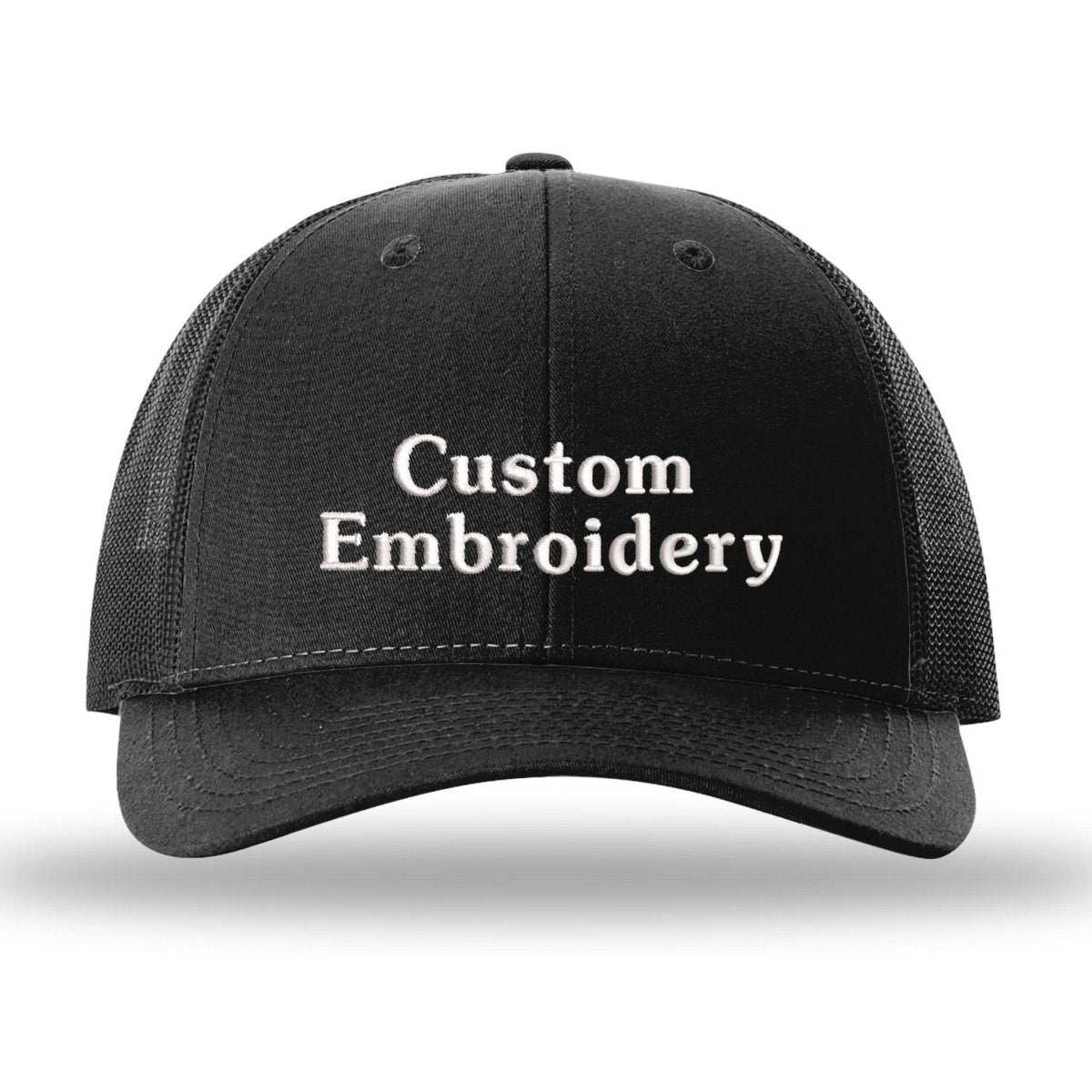 Custom Embroidered Trucker Hat – Richardson 115, Your Text on Two Lines - Polkabean