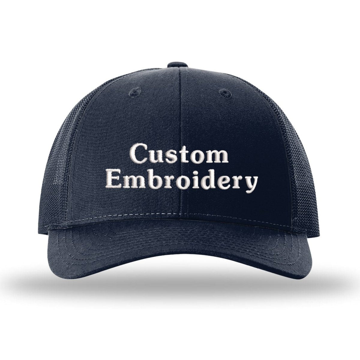 Custom Embroidered Trucker Hat – Richardson 115, Your Text on Two Lines - Polkabean