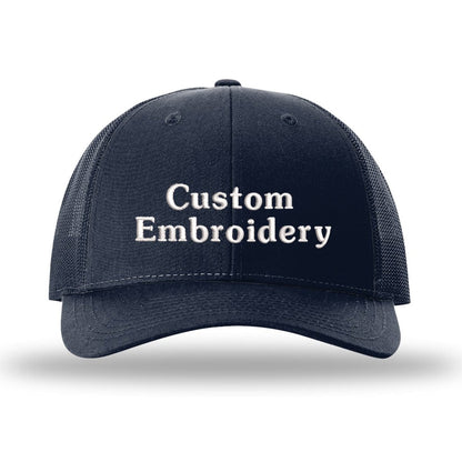 Custom Embroidered Trucker Hat – Richardson 115, Your Text on Two Lines - Polkabean