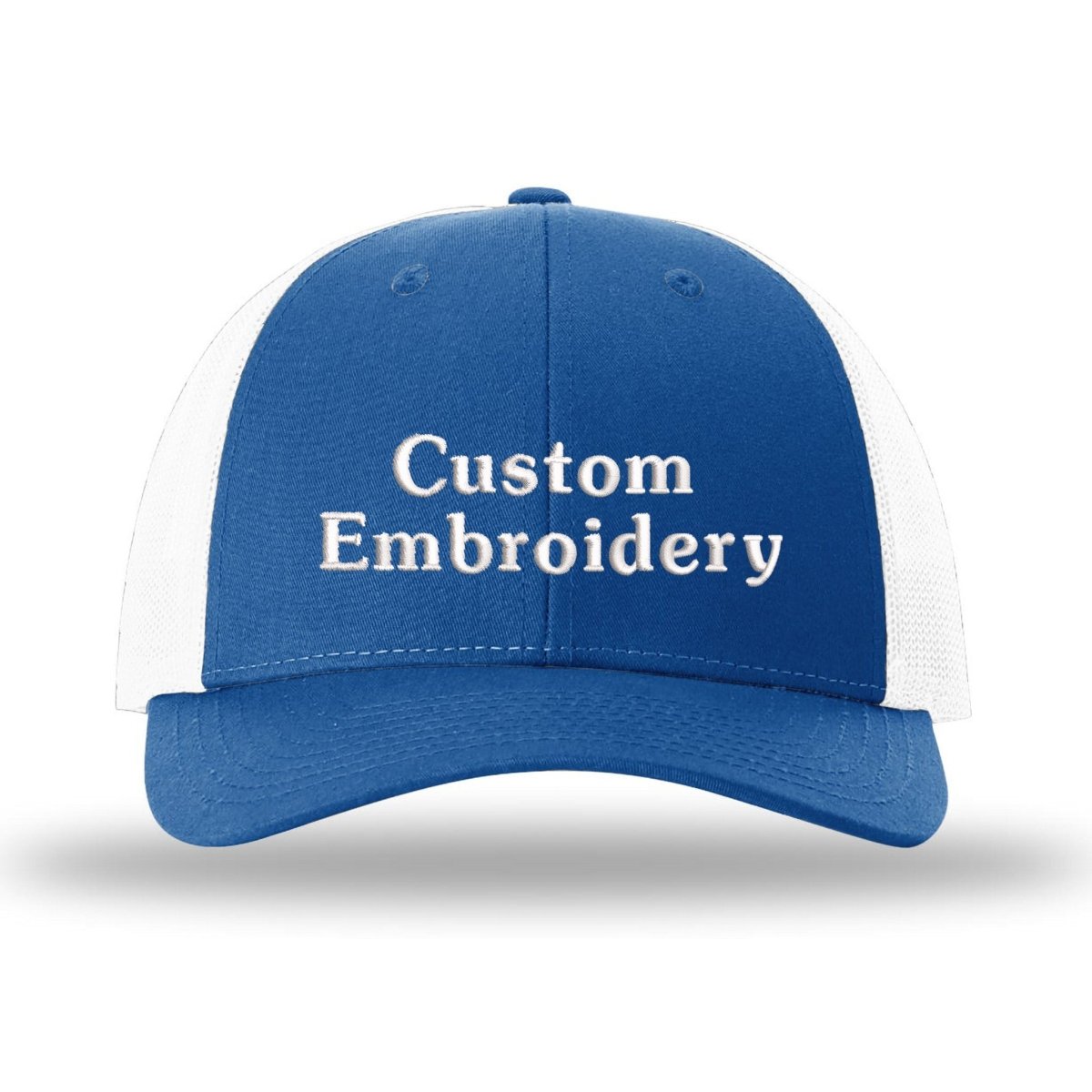 Custom Embroidered Trucker Hat – Richardson 115, Your Text on Two Lines - Polkabean