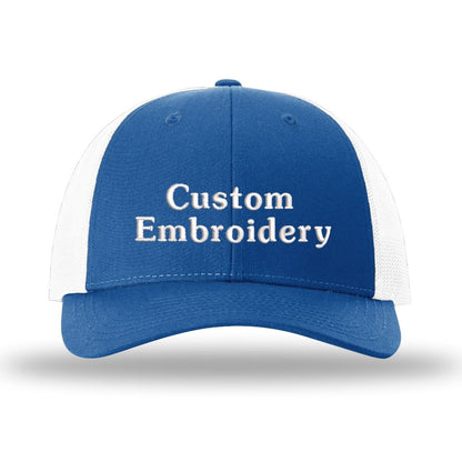 Custom Embroidered Trucker Hat – Richardson 115, Your Text on Two Lines - Polkabean