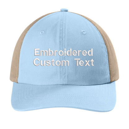 Custom Embroidered Trucker Hat – Your Text, Two Lines - Polkabean