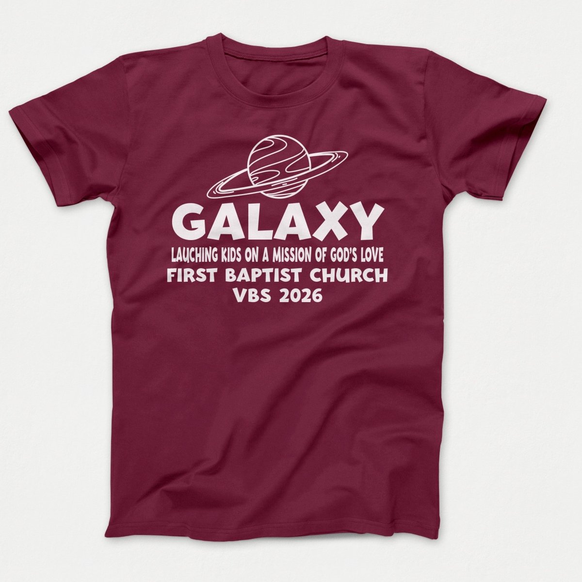 Galaxy VBS Shirts - Planet Design - Adult T-shirts Athletic Maroon - Polkabean