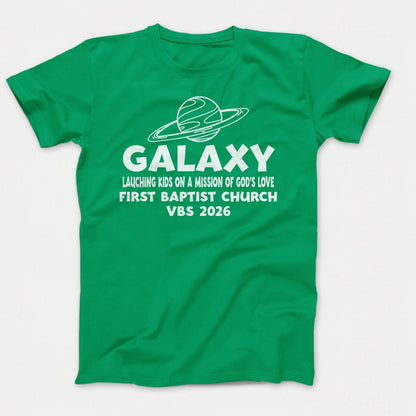 Galaxy VBS Shirts - Planet Design - Adult T-shirts Kelly - Polkabean