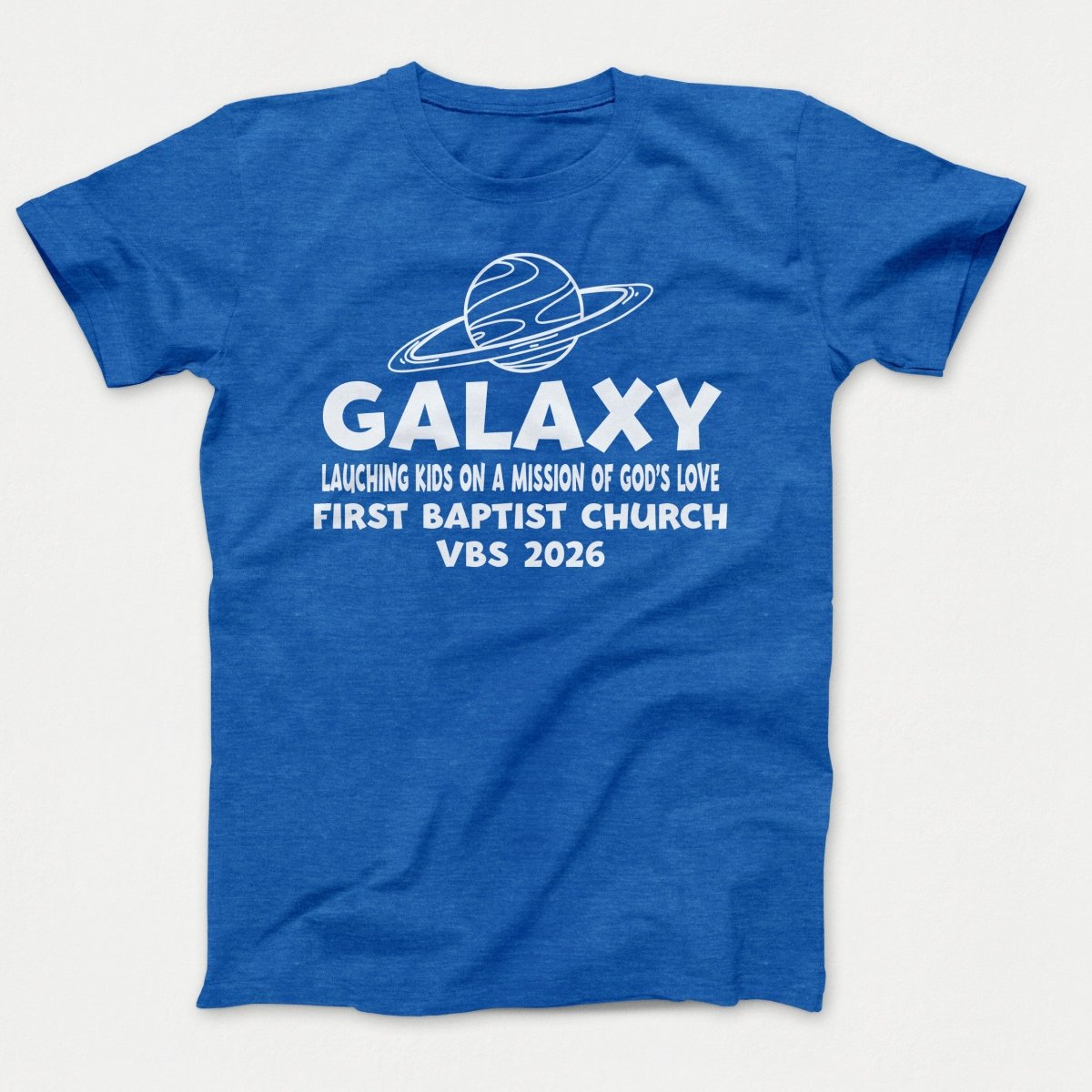 Galaxy VBS Shirts - Planet Design - Adult T-shirts Heather Royal - Polkabean