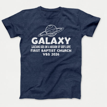 Galaxy VBS Shirts - Planet Design - Adult T-shirts Heather Navy - Polkabean